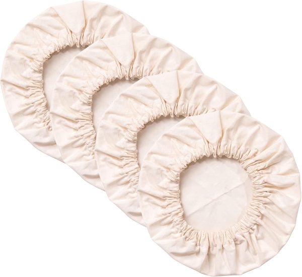 4- Pack Organic Food Bowl Covers Unbleached Reusable 100% Cotton Stretchy Cloth Bowl Covers ~ XL (For 7.5"-10.5" Bowls)