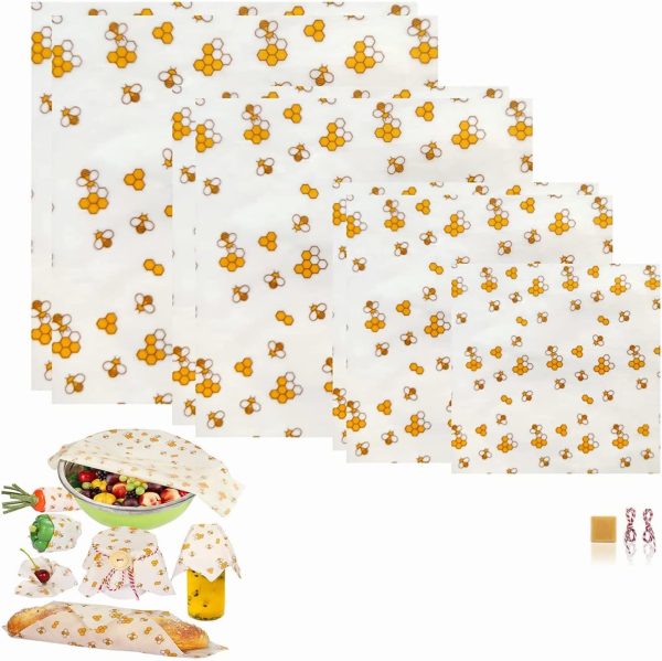 Beeswax Food Wrap (Set of 7) Sustainable Alternative to Aluminum Foil and Albal Paper - For Fruits, Vegetables, Bread, Cheese and Other Foods