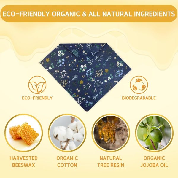Reusable Beeswax Wrap - 9 Pack Beeswax Wraps for Food, Eco-Friendly Beeswax Food Wraps, Bread Sandwich Wrapper - Organic, Sustainable, Zero Waste, Reusable Plastic-Free Food Storage Wrap, 1XL, 3M, 5S - Image 2