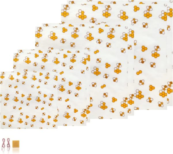 Beeswax Food Wrap (Set of 7) Sustainable Alternative to Aluminum Foil and Albal Paper - For Fruits, Vegetables, Bread, Cheese and Other Foods - Image 2