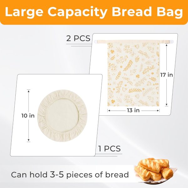 2+1Pcs 12"x17" Beeswax Bread Bags with 1Pcs Cotton Bowl Cover,  Reusable Waxed Bags for Homemade Bread Beeswax Bags for Sourdough Bread to Keep Fresh - Image 2