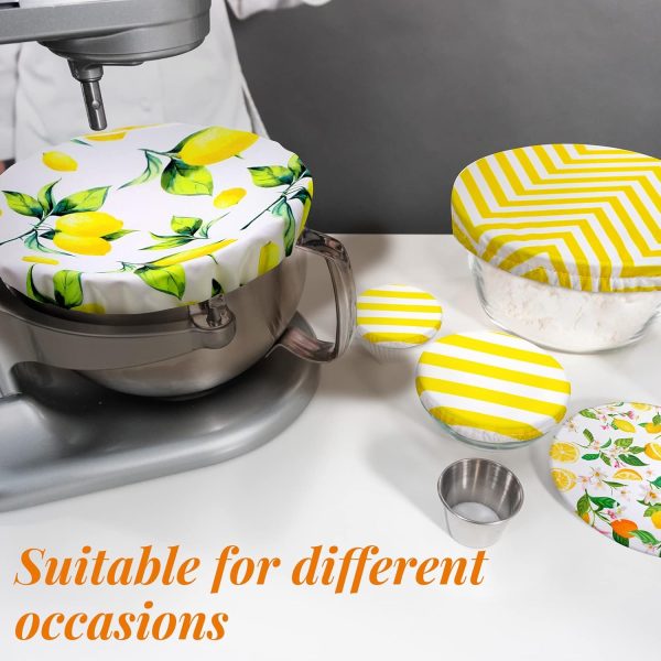 10 Pack Cloth Bowl Covers for Bread Rising - 5 Size Reusable Fabric Covers, Stretch Elastic Food Storage Container Lids for Fruits, Leftovers (Lemon) - Image 2
