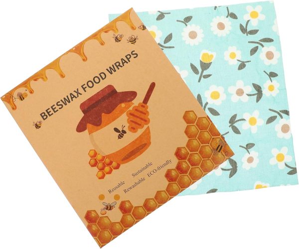 3pcs Reusable Beeswax Food Wraps for Bowl Sandwich Cheese Fruits and Vegetables Alternative