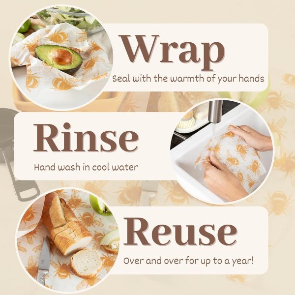 XXL Reusable Beeswax Wrap Roll 14 x 55 in | Cut to Size Beeswax Wraps for Food | Fold into Bread Bags | Cute Food Wraps | Gift Reusable Wrap - Image 2