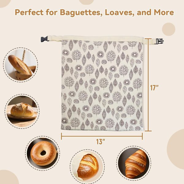 Reusable Beeswax Bread Bags for Freezer & Refrigerator, 17"×13" Natural Beeswax-Lined Cotton Storage Bags Airtight Freshness Keeper for Homemade, Bakery Essentials (2 Pack) - Image 2
