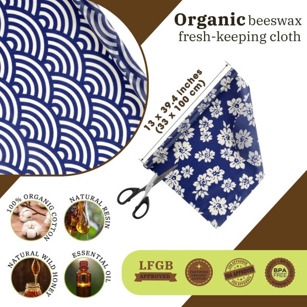 3 Rolls Reusable Beeswax Wrap 13'' x 40'' Food Wrap Beeswax Paper Food Wrappers Cotton Bread Sandwich Wrapper for Kitchen Storage Gifts, Vivid - Image 2