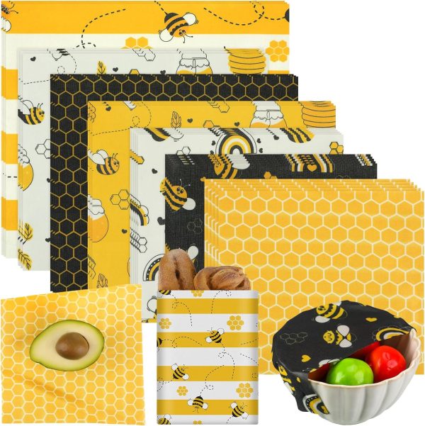 27 Pack Beeswax Wraps for Food Reusable Beeswax Assorted Bread Storage Wrap Fresh Food Keeper for Covering Dishes Sandwich Cheese Fruit Bread Snacks 3 L 9 M 15 S Sizes