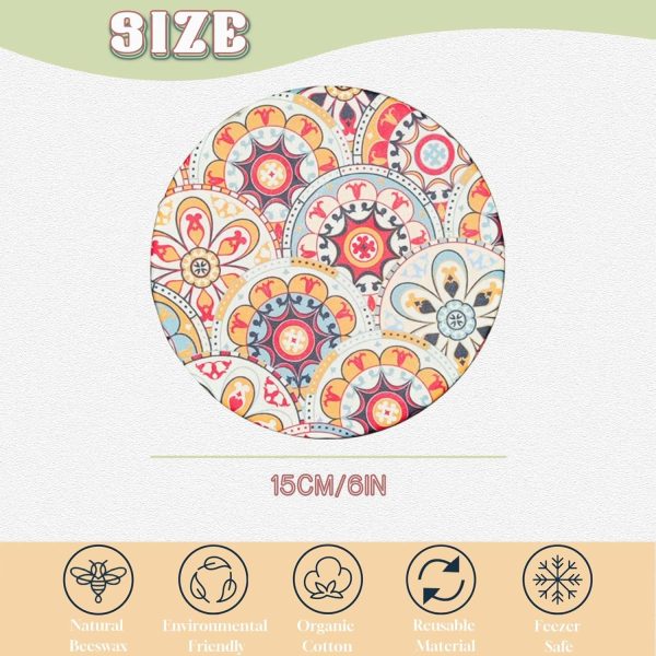 3 PCS Reusable Bowl Lids - Eco Friendly Beeswax Bowl Covers - Elastic Fabric Lids With Cotton - Sustainable Food Storage Covers for Leftover, Fruit, Salads - Image 2