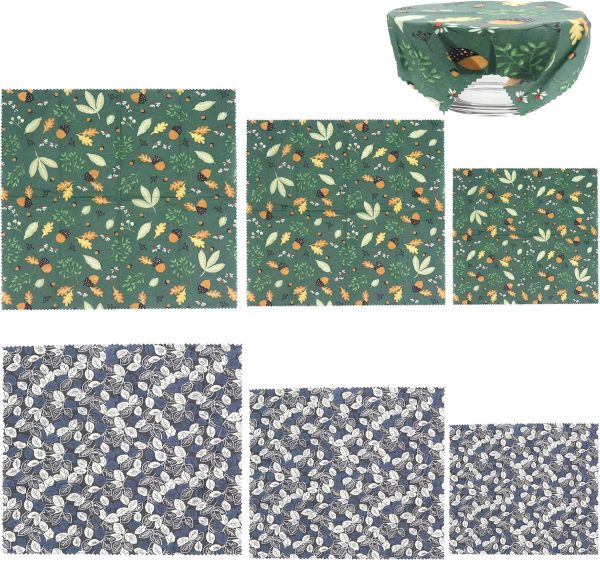 Beeswax Food Wrap, Reusable Sandwich Wrap, Fridge Wraps, Wax Paper for Food, Sandwich Wraps, Eco Environmentally Friendly Fresh Keeping for Longer Wax Paper Set of 6
