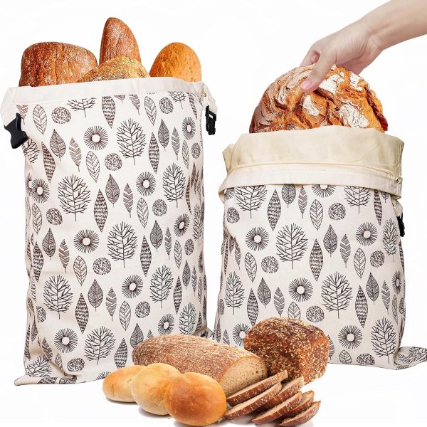 Reusable Beeswax Bread Bags for Freezer & Refrigerator, 17"×13" Natural Beeswax-Lined Cotton Storage Bags Airtight Freshness Keeper for Homemade, Bakery Essentials (2 Pack)